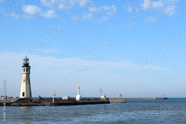 Fototapeta Lighthouse Beacon Guidance on Lake Erie in Buffalo New York Mouth of the Niagara River