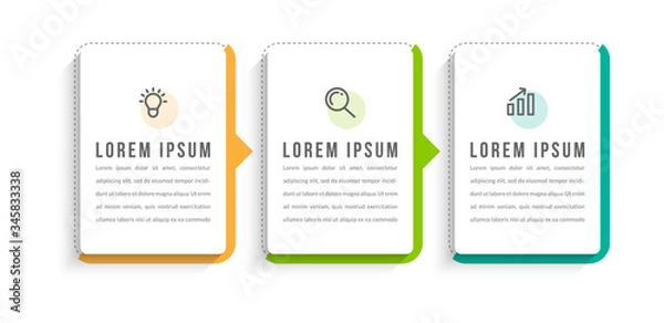 Fototapeta Minimal infographic template design with numbers three options or steps.