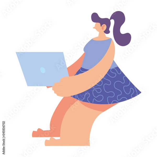 Fototapeta woman working and studying from home