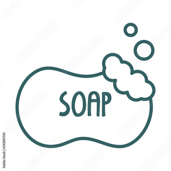 Fototapeta soap with foam line style icon