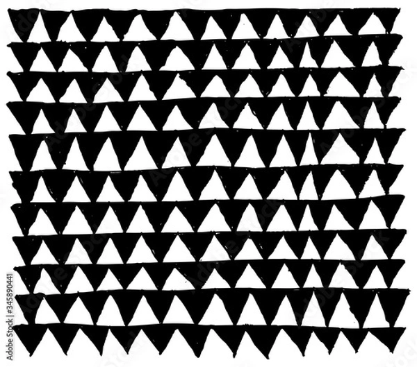 Fototapeta Pattern with triangles. Black and white vector illustration. Can be used for wrapping paper, wallpaper, fabric, gift wrap, backgrounds.