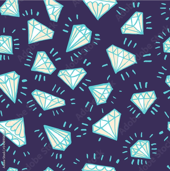 Fototapeta Pattern with crystals. Calligraphy. Color vector illustration. Can be used for wrapping paper, wallpaper, fabric, gift wrap, backgrounds.