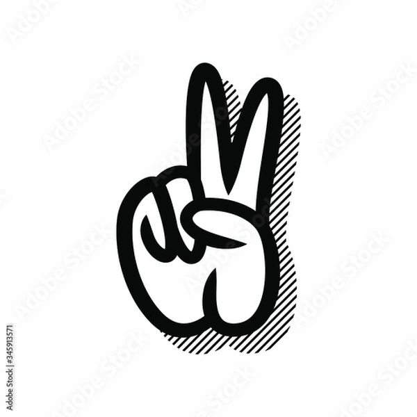 Fototapeta Sign of victory. The gesture of the hand. Two fingers raised up. peace icon. V sign for victory. Vector illustration isolated on white background