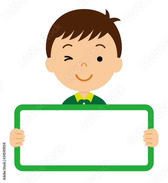 Fototapeta メッセージボードを持つ少年