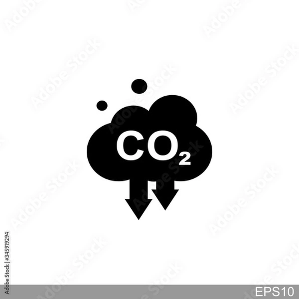 Obraz co2, carbon dioxide emissions icon on white background.vector illustration