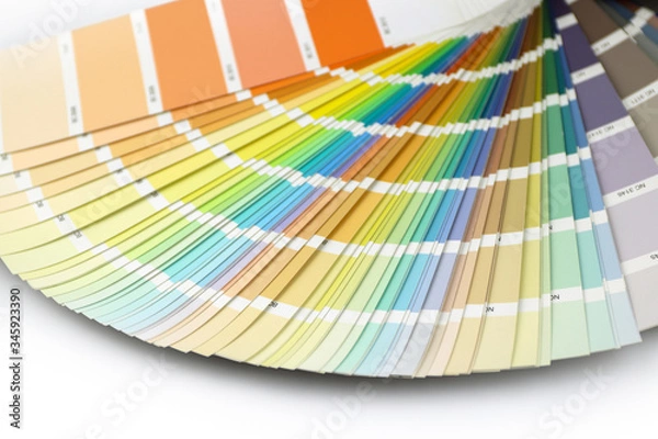 Fototapeta Color swatches book. Rainbow sample colors catalog. Isolated on white background. Color guide for design