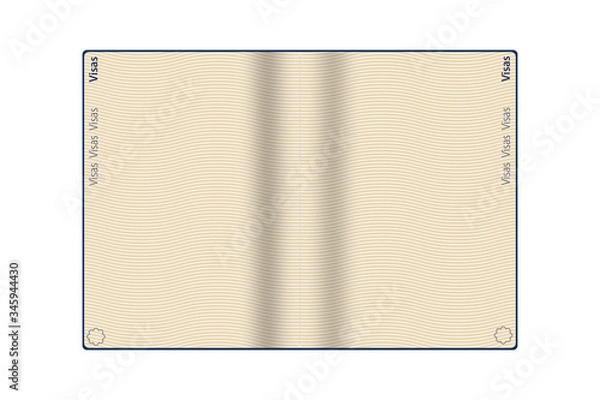 Obraz Inside blank passport isolated on white background. Illustration.
