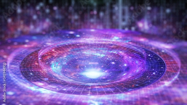 Fototapeta Gravitational lens effect.Time trap.Space-time well.time Tunnel.Gravitational field