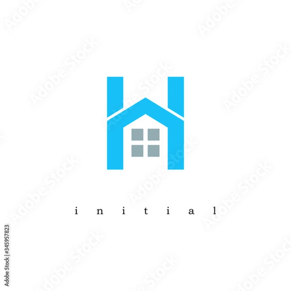 Obraz H logo initial in real estate vector design.
