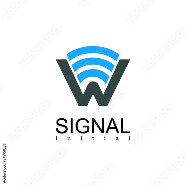 Obraz W logo, with signal icon design.
