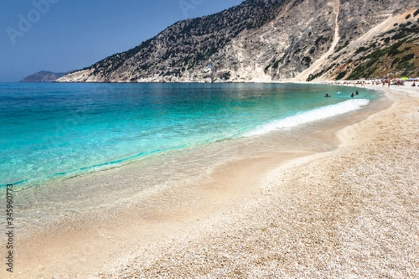 Fototapeta Closeup view of Myrtos Beach in Kefalonia , Greece