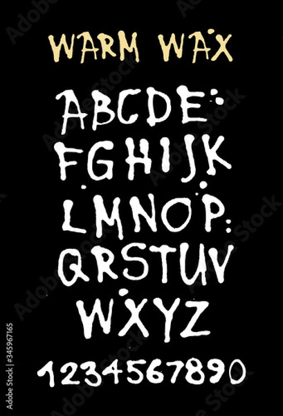 Fototapeta Decorative font "hot wax", smooth letters. Color vector illustration. Can be used in social networks, for articles, publications, postcards, print, poster, sticker, for t-shirt.