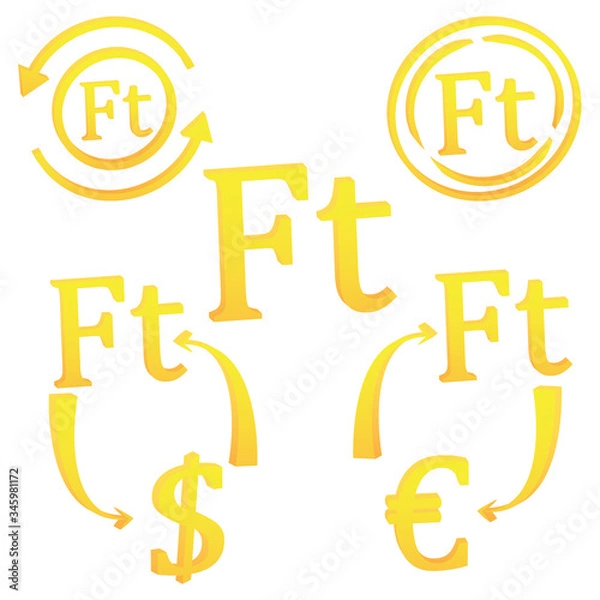 Fototapeta 3D Hungarian Forint currency symbol icon of Hungary vector illustration on a white background