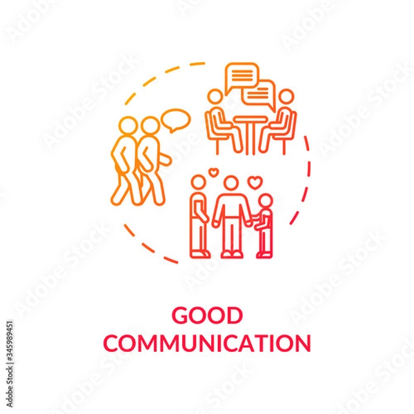 Fototapeta Good communication concept icon. Family relationship and friendship goals idea thin line illustration. People emotional support. Vector isolated outline RGB color drawing