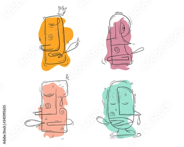 Fototapeta abstract vectoral colourful character faces