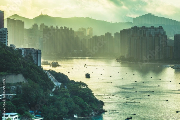 Obraz hong kong skyline at sunset