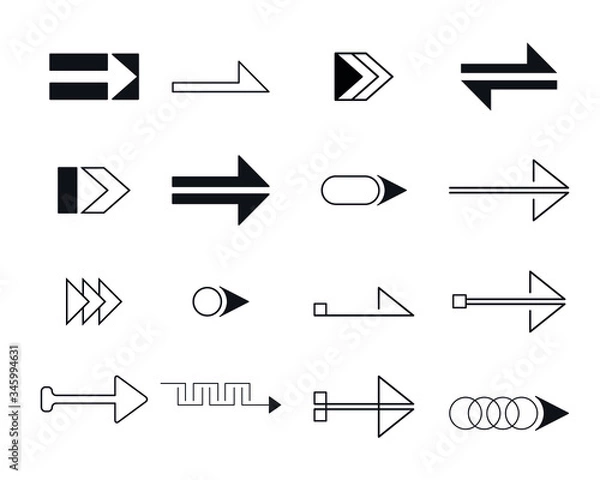 Fototapeta a set of different kinds of arrows which can be used as logos for companies