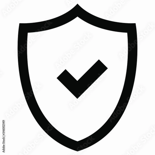 Fototapeta Protection icon with ok. Warranty. Protection. Service. Shield with a ok sign. Vector icon.