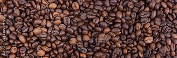 Fototapeta coffee beans background in banner format