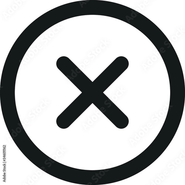 Fototapeta cancel unsuccess red icon flat vector