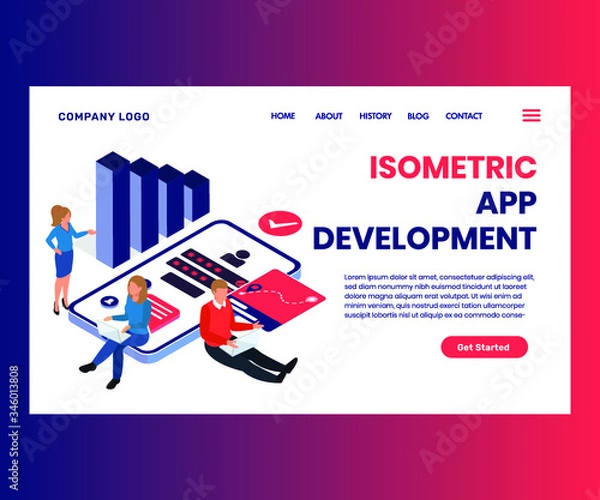 Fototapeta Isometric Artwork Concept of App Development 