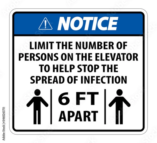 Fototapeta Notice Elevator Physical Distancing Sign Isolate On White Background,Vector Illustration EPS.10