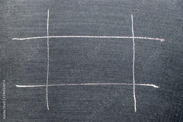 Fototapeta White color chalk hand drawing in square shape on black board background