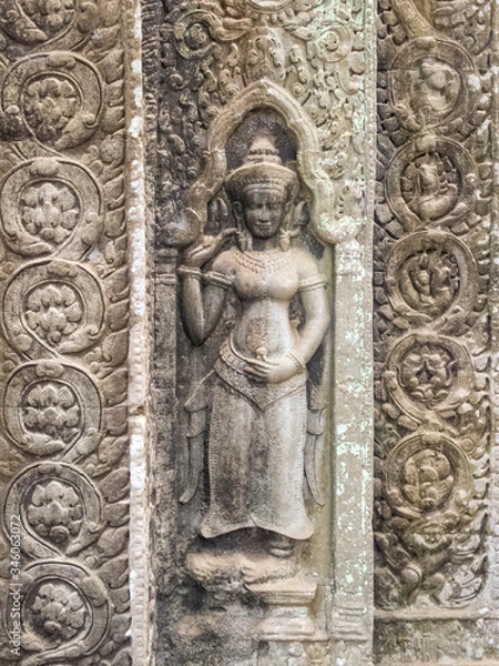 Fototapeta Devata on the wall of  Ta Prohm Temple - Siem Reap, Cambodia