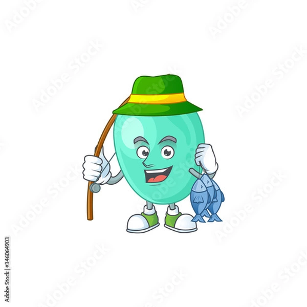 Fototapeta A Picture of staphylococcus aureus fisher mascot design catch a fish