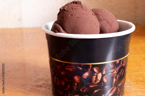 Fototapeta Ice cream balls in paper cup