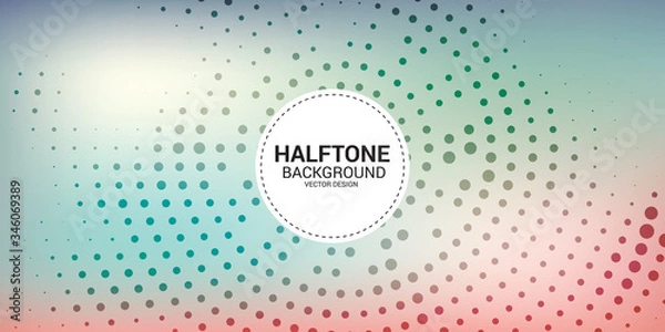 Fototapeta Halftone dotted background. Halftone effect vector pattern. Circle dots background