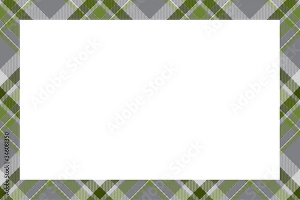 Fototapeta Vintage frame vector. Scottish border pattern retro style. Tartan plaid ornament.