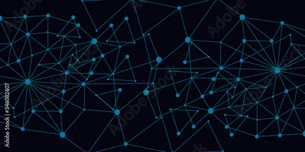 Fototapeta Abstract dotted network triangles dark blue background