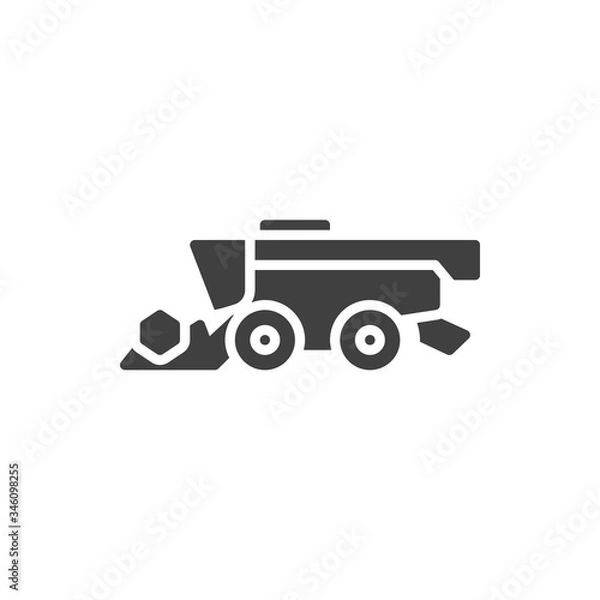 Fototapeta Combine harvester vector icon. filled flat sign for mobile concept and web design. Harvesting machine glyph icon. Symbol, logo illustration. Vector graphics
