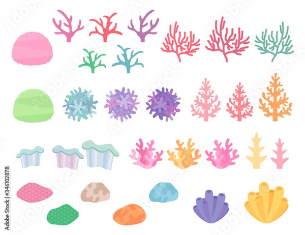 Fototapeta 珊瑚イラスト_素材_セット