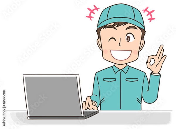 Fototapeta 宅配 配達員 作業員 男性 マンガ イラスト.