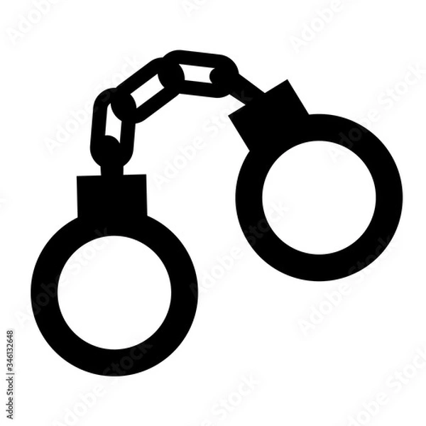 Obraz handcuffs silhouette icon, police symbol simple  shape , black isolated on white vector illustration