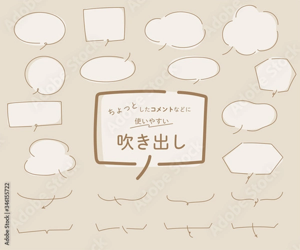 Fototapeta シンプルでおしゃれな吹き出しのセット／イラスト／手描き
