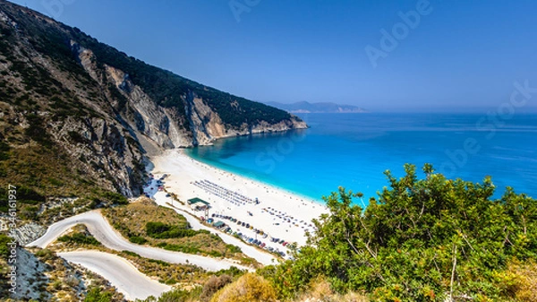 Fototapeta Panoramic view of Myrtos Beach, Kefalonia Island, Greece.