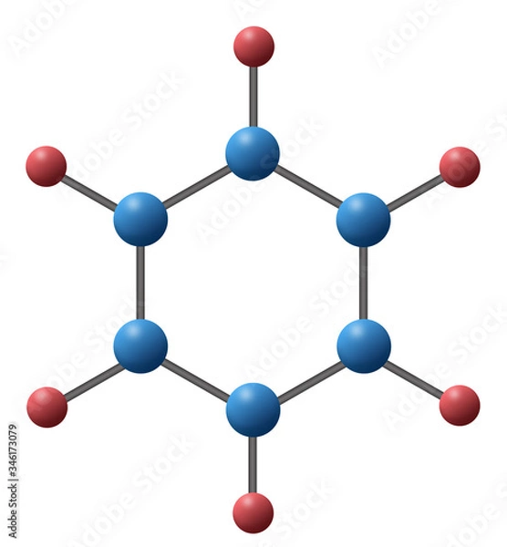 Obraz 3d illustration of Cyclohexane is a cycloalkane with the molecular formula C6H12, cyclohexane is produced by hydrogenation of benzene in the presence of a Raney nickel catalyst. 