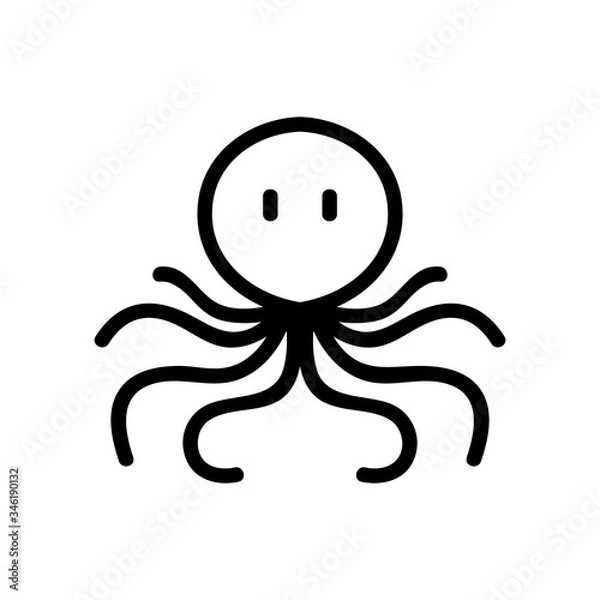 Fototapeta big-headed octopus with narrow long tentacles icon vector. big-headed octopus with narrow long tentacles sign. isolated contour symbol illustration