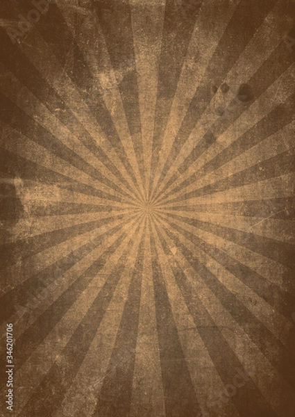 Obraz A brown/sepia sunburst effect grunge textured background with aged paper effect