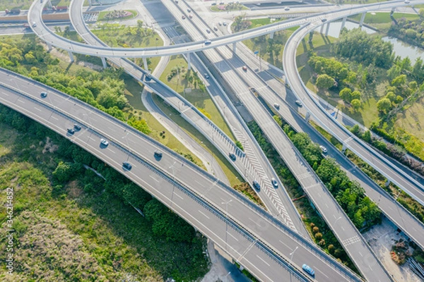 Fototapeta overpass with highway in city