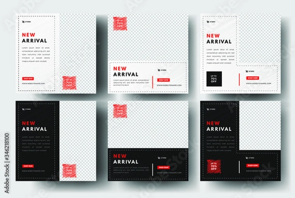 Fototapeta Modern Social Media Post Banner Template, For Promotion. Vector