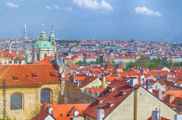 Fototapeta View of Prague from the hill of Prague Castle.