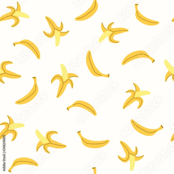 Fototapeta Seamless pattern with bananas. Tropical background with fruits. Hand drawn pattern for textile, T-shirt, wrapping paper.
