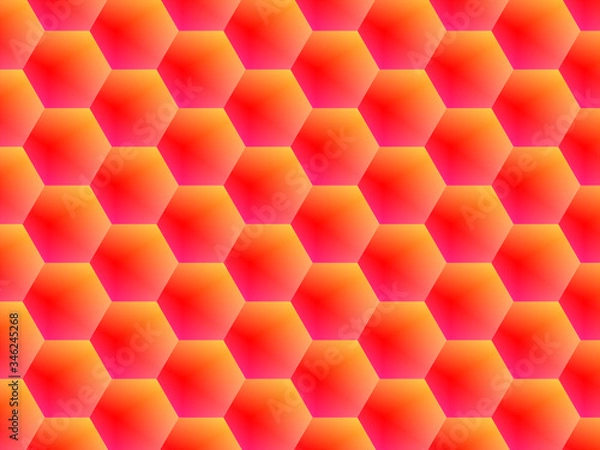 Obraz Abstract background, vibrant red, yellow gradient hexagons, horizontal decorative pattern