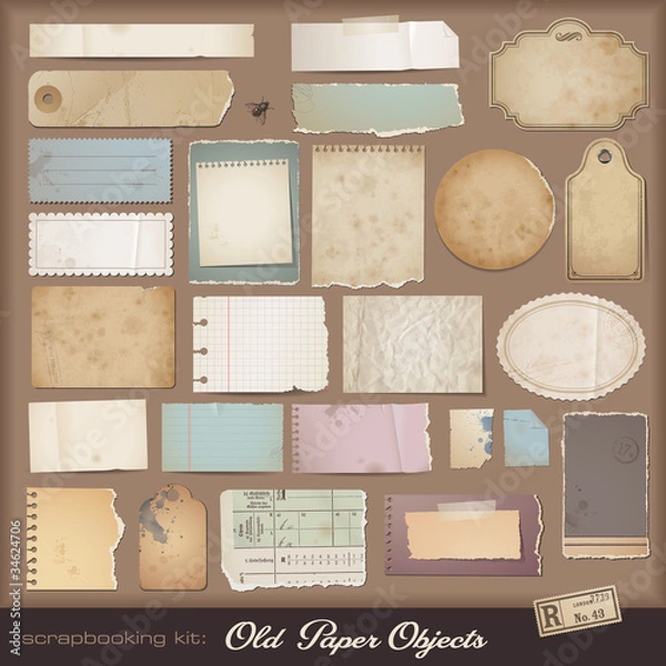 Obraz cyfrowy zestaw do scrapbookingu: stary papier