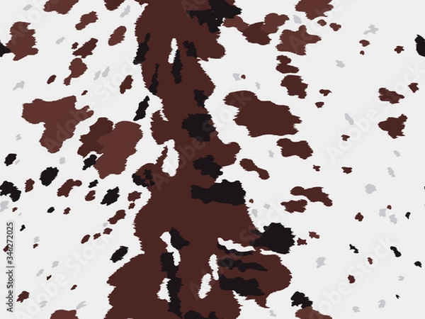 Fototapeta Seamless Texas  Longhorn cow hide print pattern design with big brown spots. Vector animal print textured repeat pattern. 