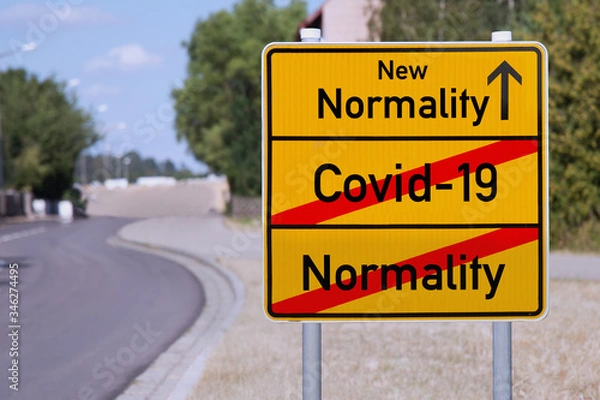 Obraz Yellow sign points away from Covid-19